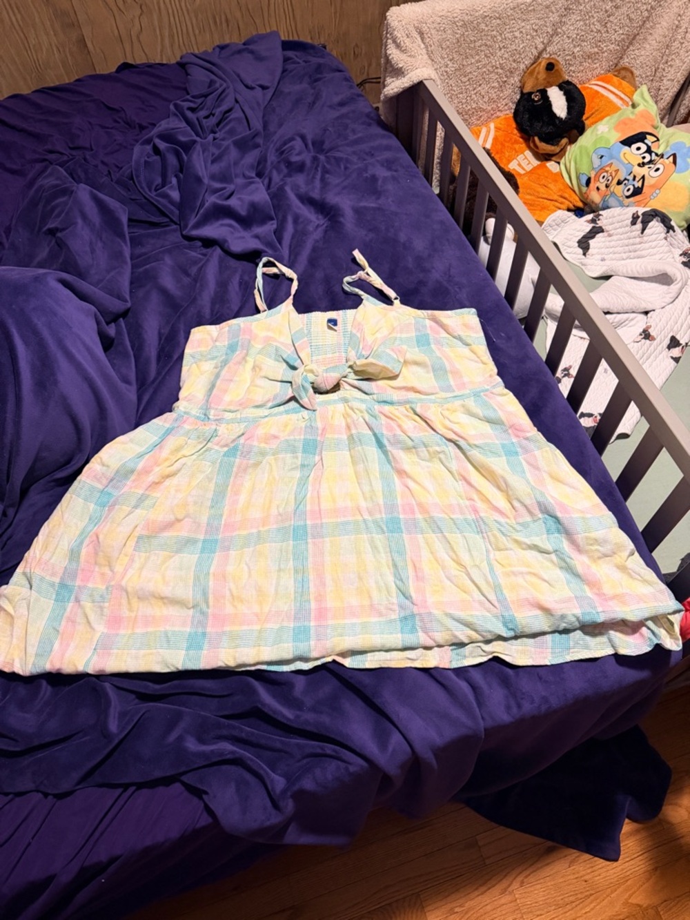 Pastel Plaid Tie-Front Sundress
